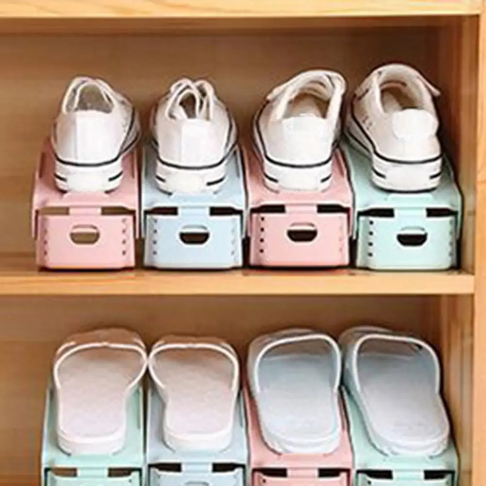 Double Layer Adjustable Shoe Shelf Shoe Organizer Footwear Storage Stand Plastic Shoe Rack Hotel Warderobe Shoe Holder Shelf