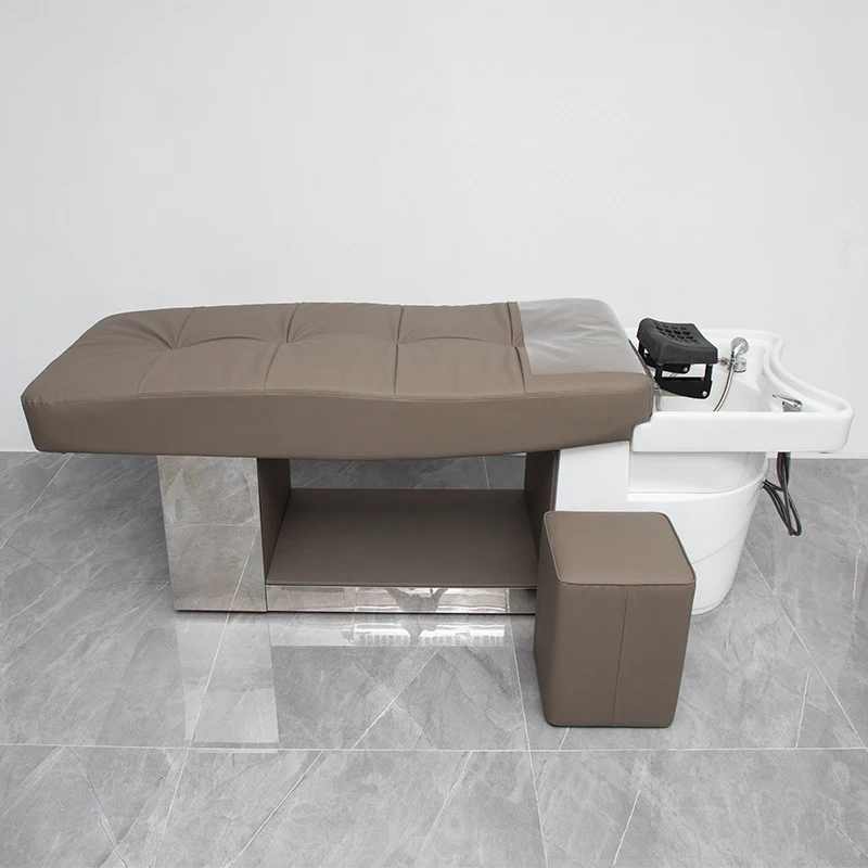 Bojue Hair Shampoo , Fully Reclining, Salon-Specific Thai-Style , Flushing Bed, Ceramic Basin, Stainless Steel