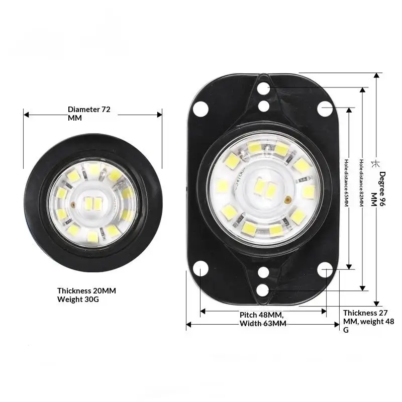 12V 24V Amber Red LED Side Marker Light Waterproof Truck Trailer Clearance Lamp for Vehicle Exterior Night Visibility