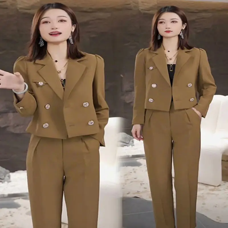 2024 Spring and Autumn Korean Edition New Women's Suit Set Fashionable and Advanced Long sleeved Suit Set Two Pieces