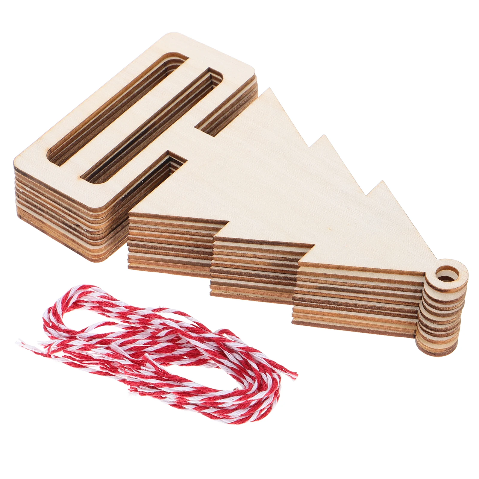 

10Pcs DIY Unfinished Christmas Tree Ornaments Wooden Blank Cutouts Hanging Decorations Holiday Party Crafts Wood Pieces to Paint