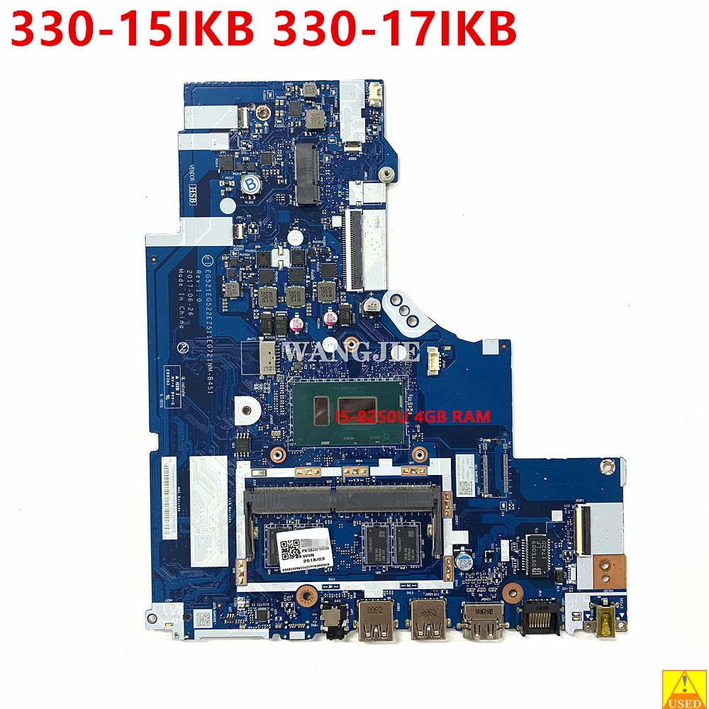 

Материнская плата для ноутбука Lenovo Ideapad 330-15IKB 330-17IKB 5B20P99234 NM-B451 с процессором I5-8250U, 4 ГБ ОЗУ DDR4 МБ, 100% рабочая