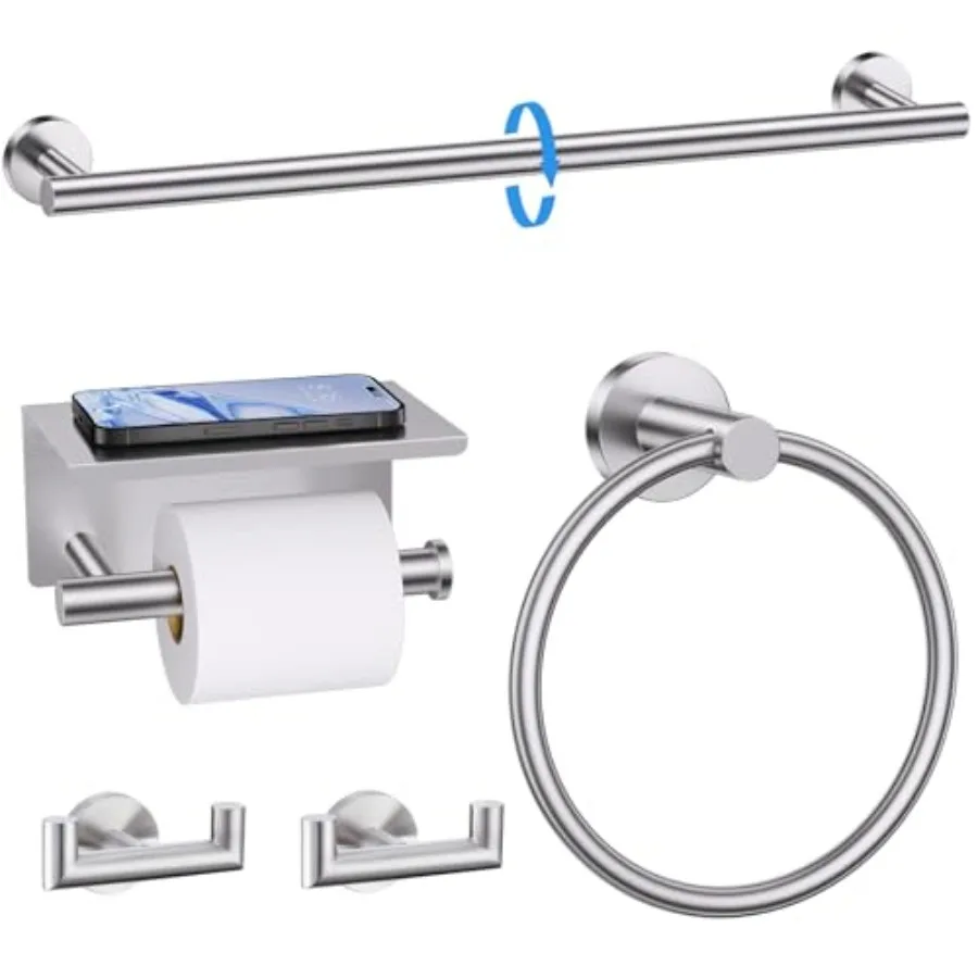 

Набор из 5 предметов для ванной комнаты: улучшенный держатель для туалетной бумаги, настенный держатель для полотенец из нержавеющей стали.