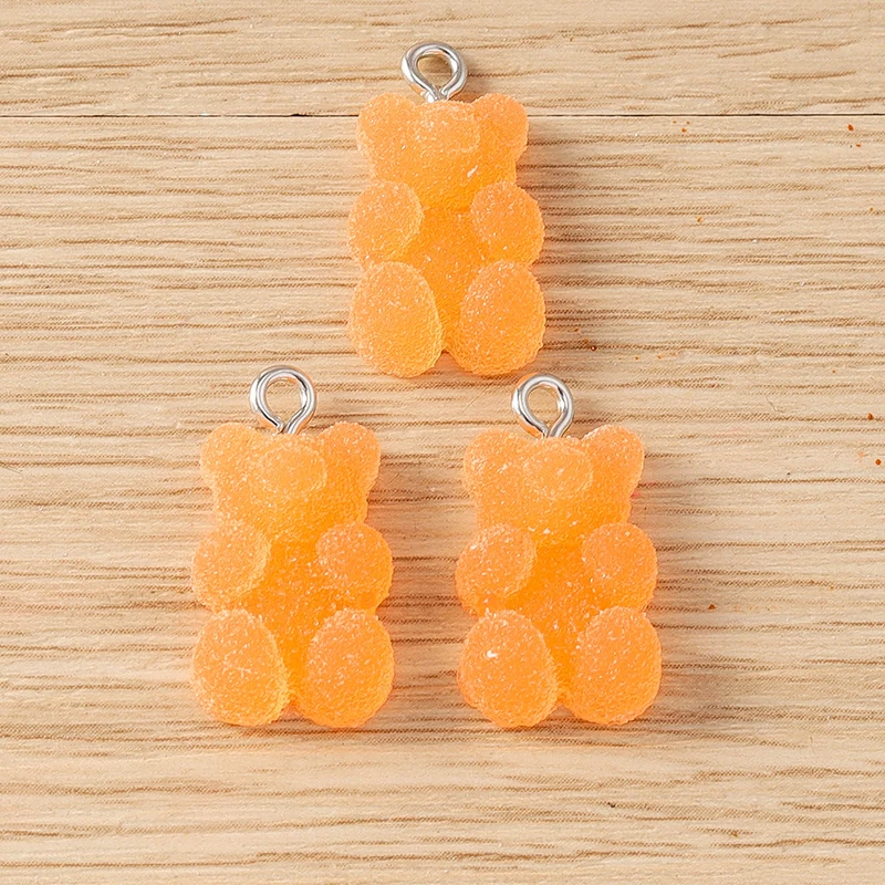 Tusember 20 Stück Niedliche Bonbonfarbene Harz-Gummibärchen-Anhänger für Schmuckherstellung Ohrringe Halskette Armband DIY Basteln – Detail 5