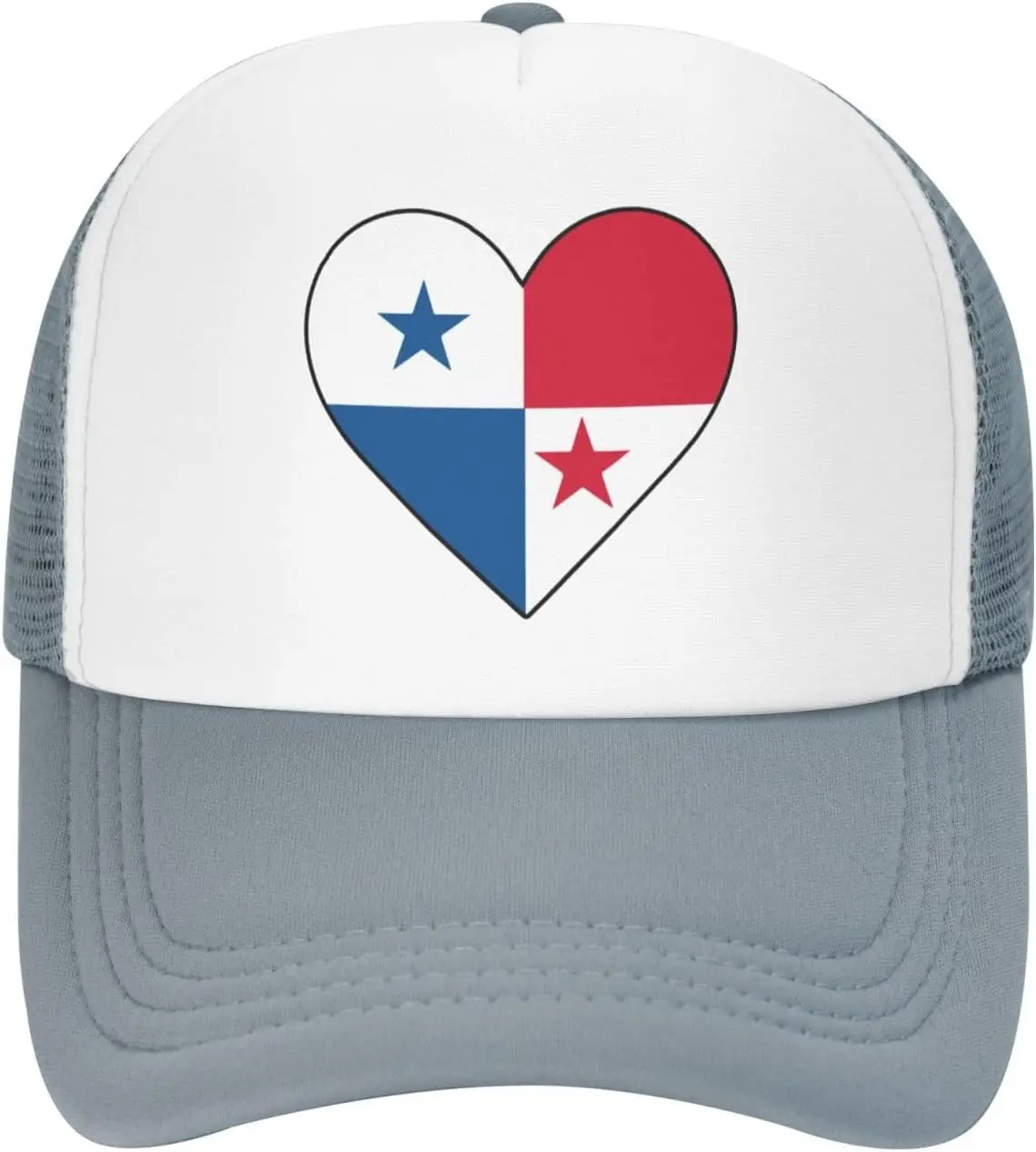 Heart Flag of Panama Mesh Baseball Cap, Adjustable Cool Trucker Hat Snapback Mom Hat for Men Women Sun Protection