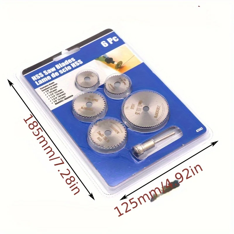 6 pezzi di lama per sega circolare in acciaio ad alta velocità disco da taglio HSS accessori per utensili di perforazione rotanti per legno, plastica e alluminio