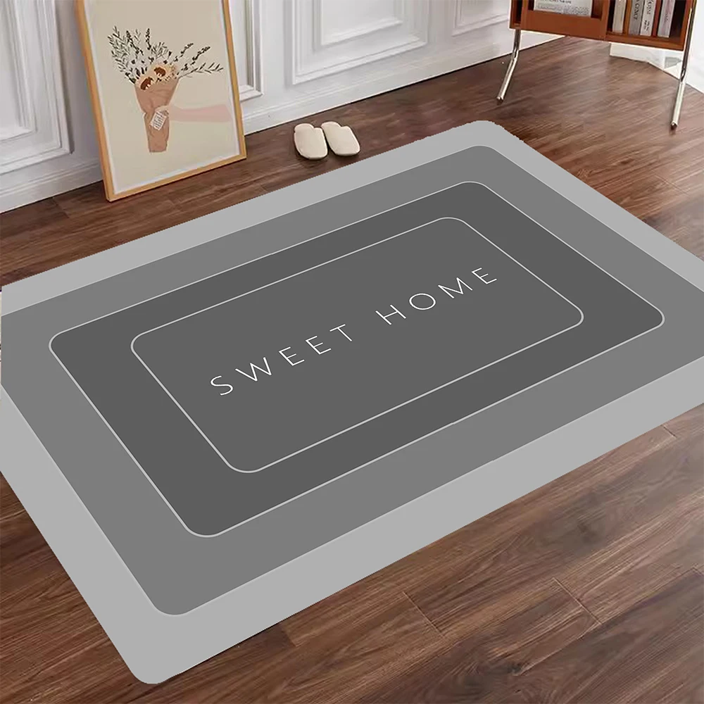 Simple Living Room Diatom Mud Bath Mat Water-Absorbent Bathroom Carpet Toilet Foot Mats Non-slip Shower Rug Pad Entrance Doormat