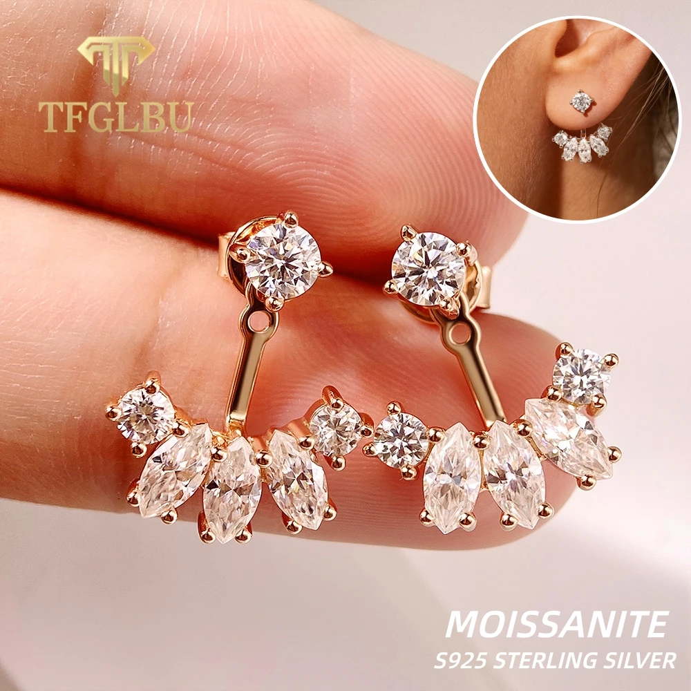 TFGLBU New Test Pass All Moissanite Stud Earrings for Women Sparking S925 Sterling Silver Lab Diamond Wedding Jewelry GRA Gift