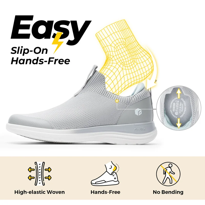 FitVille Women'S Extra Wide Slip On Walking Sneakers Arch Support Comfort Lightweight Casual Orthopedic Shoes For Swollen Feet
