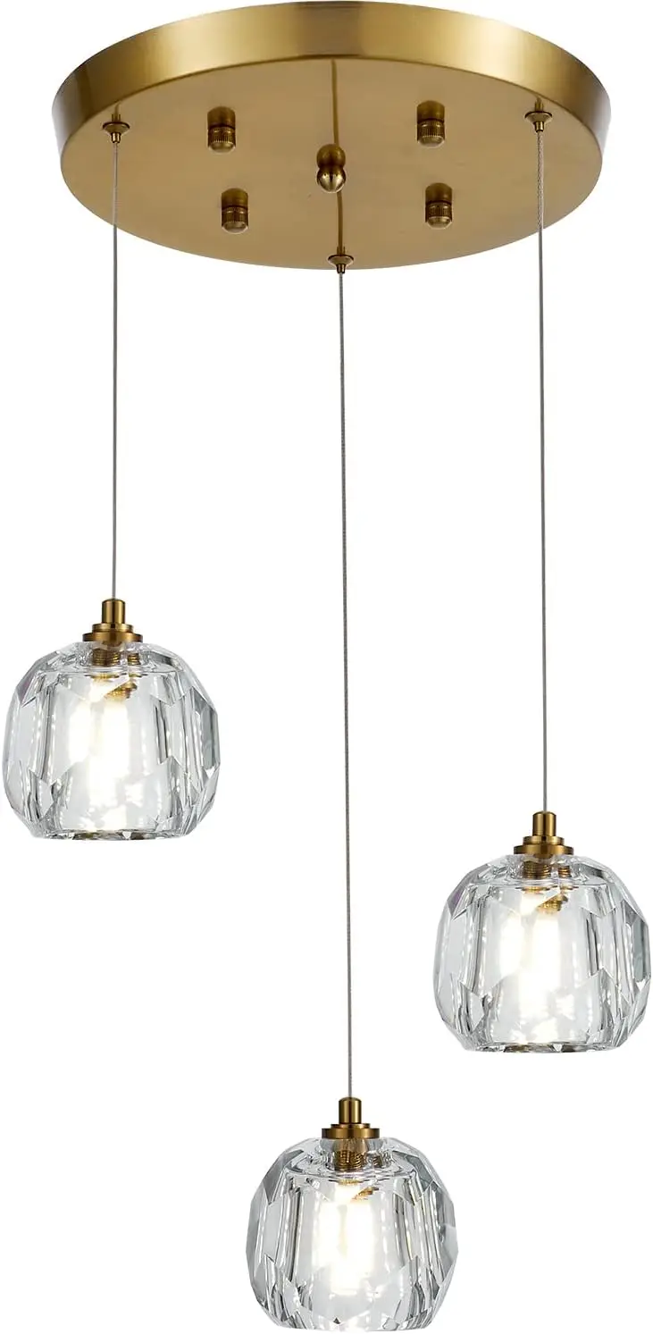 

Crystal Mini Pendant Light,Metal Construction, Polished Copper Color Sphere Pendant Lighting Fixture for Kitchen Island