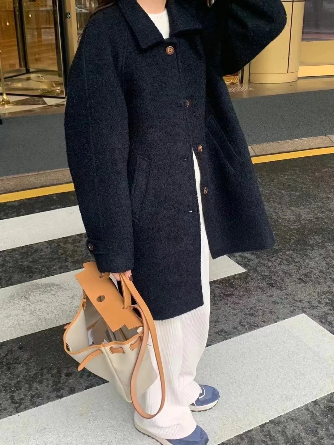 Cappotto di lana di fascia alta da donna autunno inverno allentato lungo risvolto Jaet coreano Sle Faionable Age-Defng Top casual