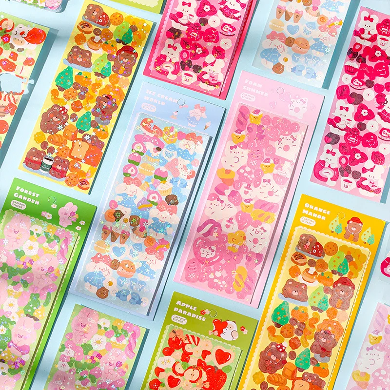 1 PC Shiny Cute Animals Rabbit Cat Decorative Sticker for Scrapbooking Art Crafts DIY