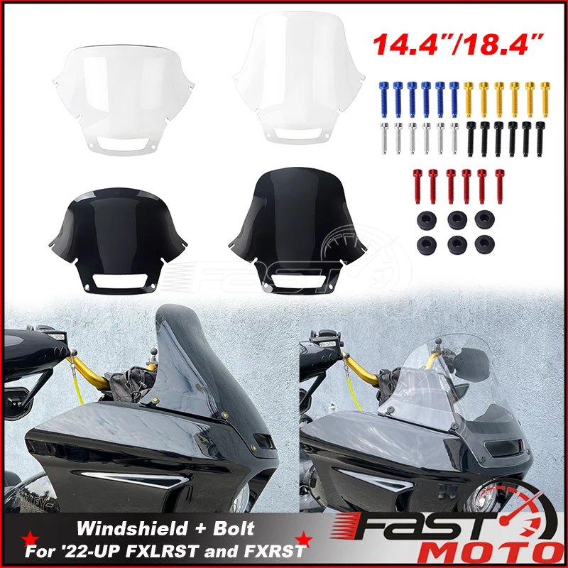 Motorcycle Windscreen Windshield Fairing Cowl For Harley Softail Low Rider ST FXLRST 117 EI Diablo FXRST 22+ Front Screen Cover