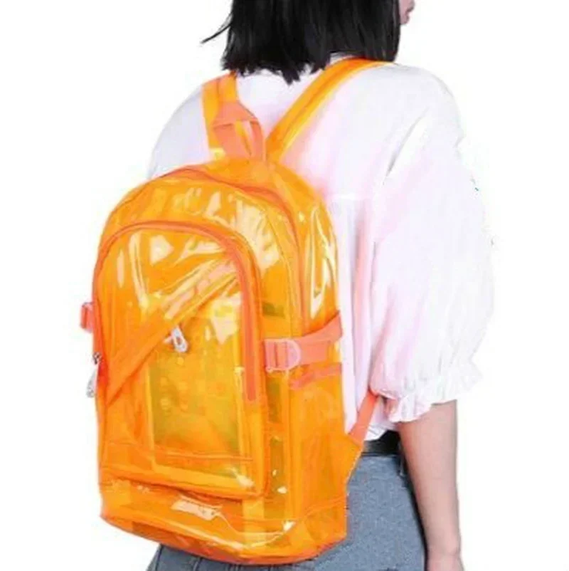 Fashion Transparent Backpack Waterproof PVC Clear Plastic Daily Mini Teenager Girls Notebook School Bag