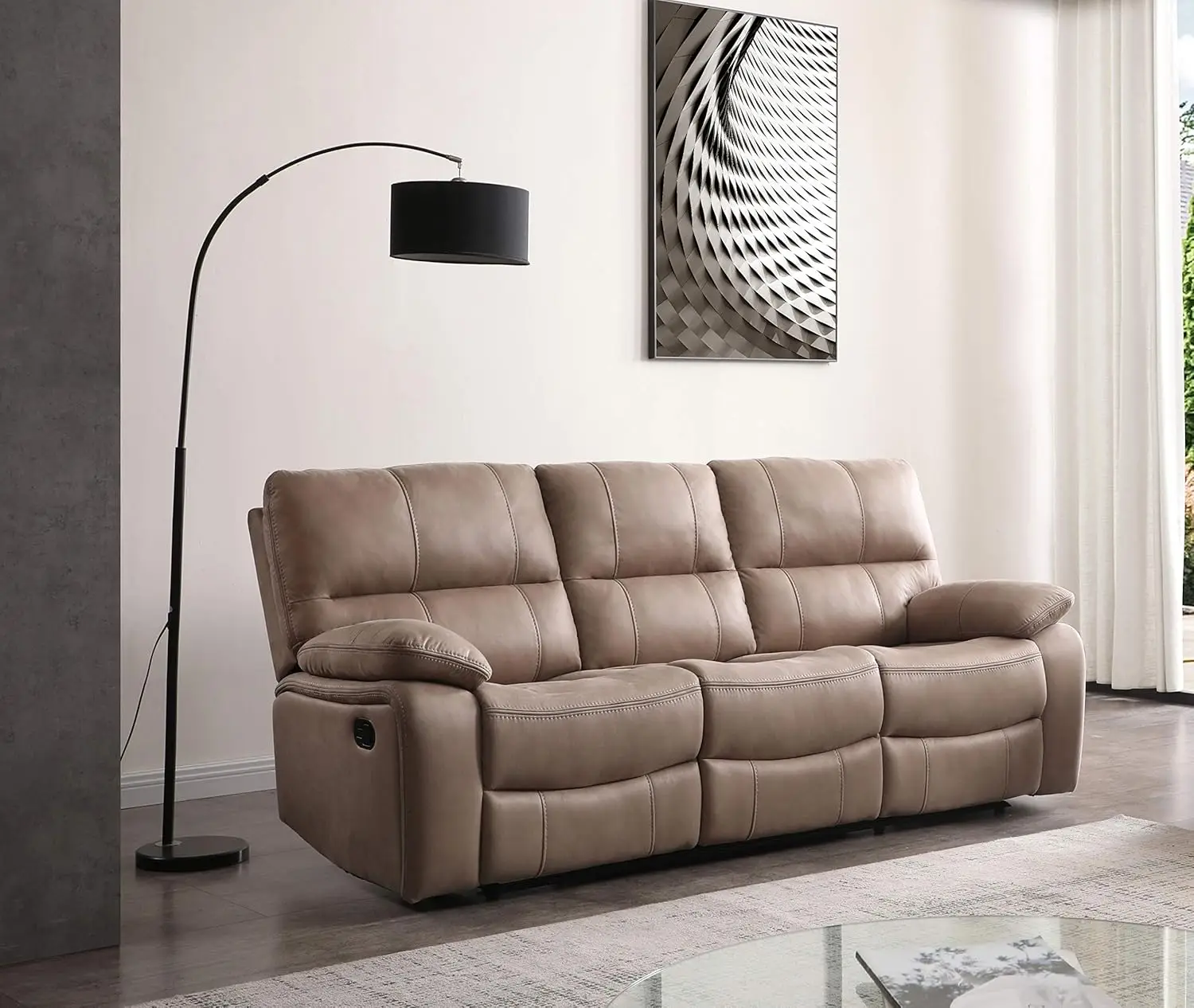 

Microfiber Reclining Sofa Couch Set Living Room Enjoy The Ultimate Comfort and Relaxation Split Back Design