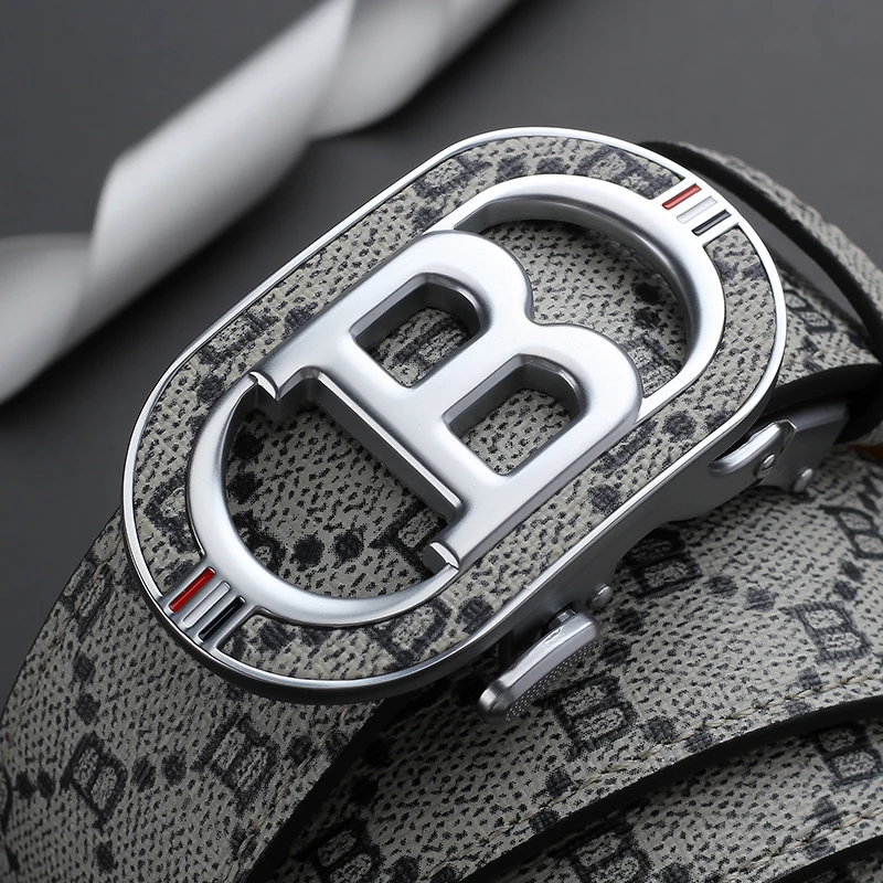 패션 B 레터 자동 버클 벨트 남성용 모노그램 프린트 - Leather Works Belt 리뷰 및 가격