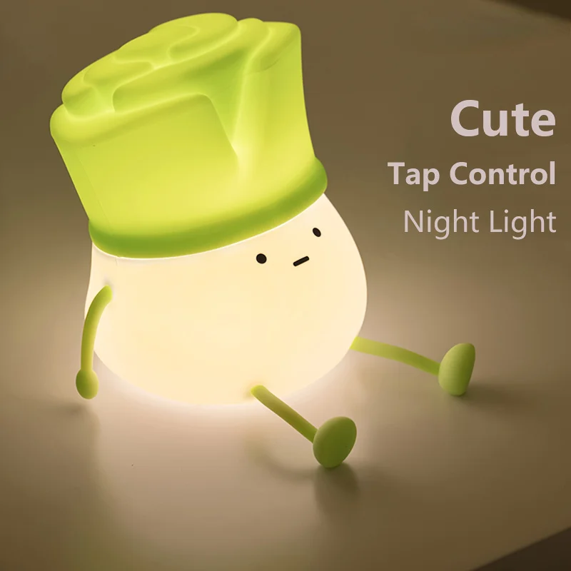 1 creative scallion night light, scallion bright clapping hand light, phone holder, bedside ambient light assist