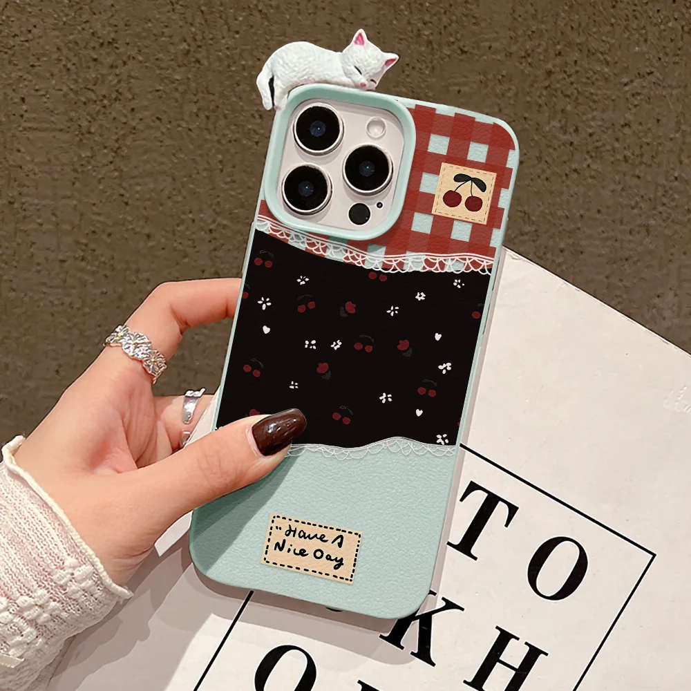 لطيف القط ثلاثية الأبعاد قضية الهاتف آيفون 17 غطاء آيفون 12 15 13 14 11 17 16 برو ماكس 16 زائد 17 الهواء iPhone17 iPhone11 لينة فوندا غطاء #5