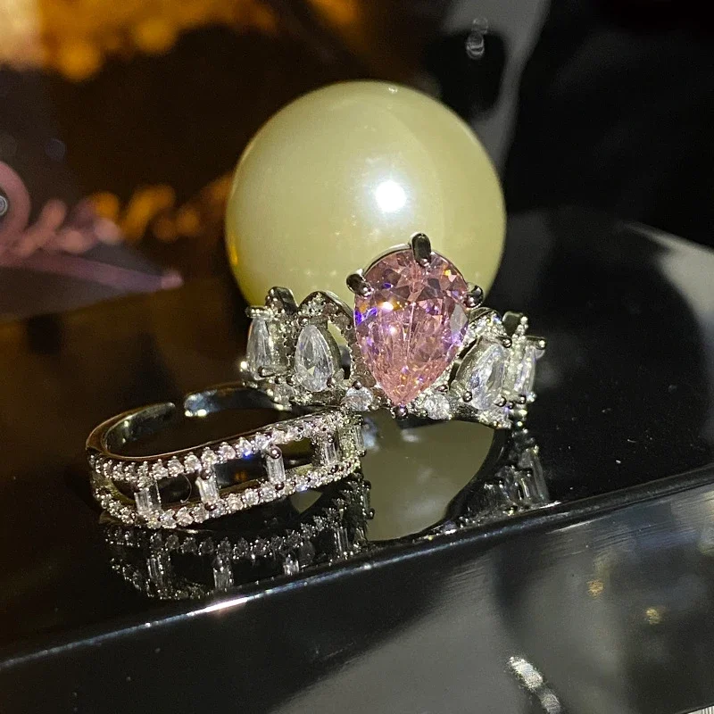 

MDLFES Moissan Diamond Style Versa Jewelry New High Carbon Diamond Crown Combo Set Ring Women Gold Plated Temperament