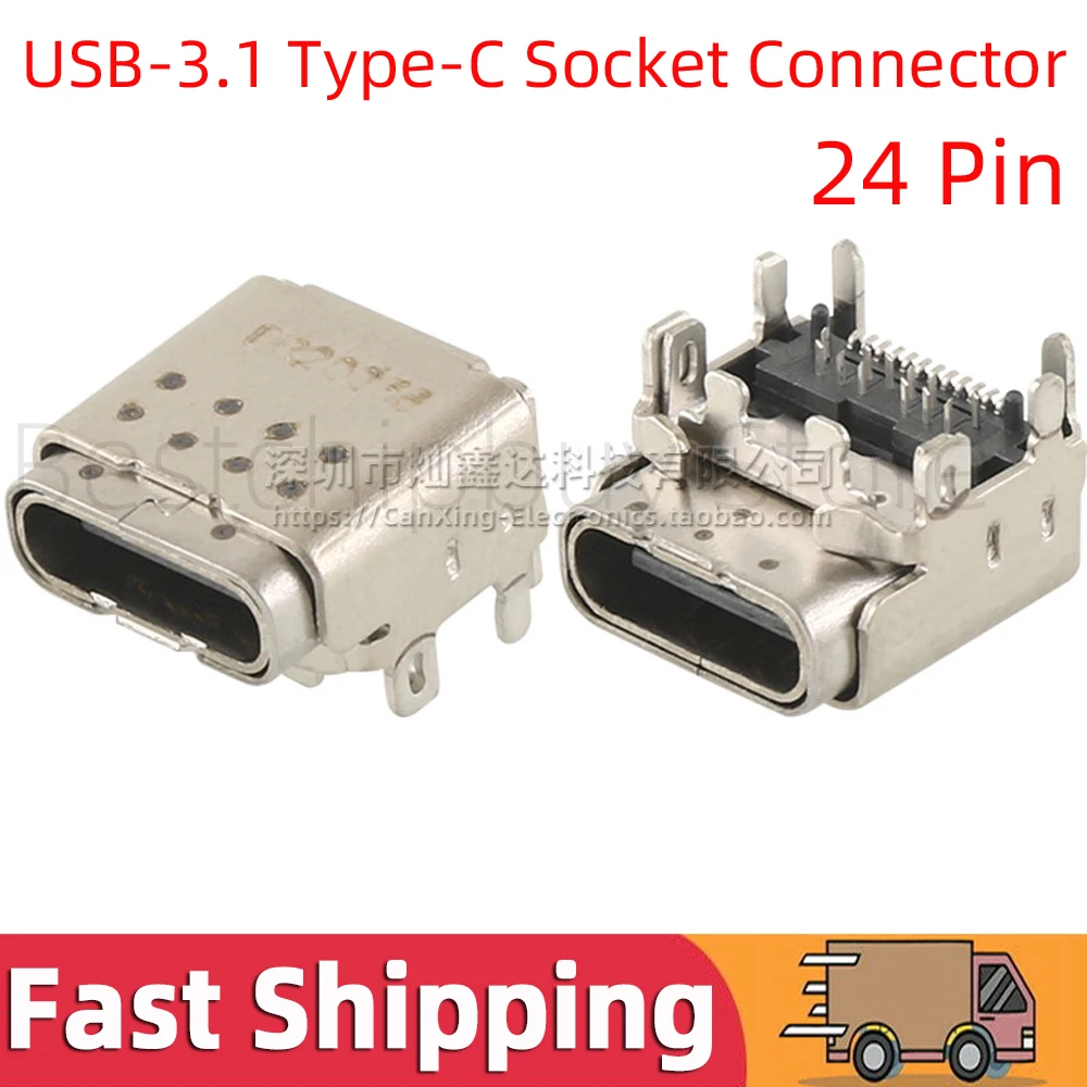 5pcs Type C 24 Pin Female Socket Connector Jack USB 3.1 Type-C DIP24 SMD two way High Definition Transmission 560Q08-002H