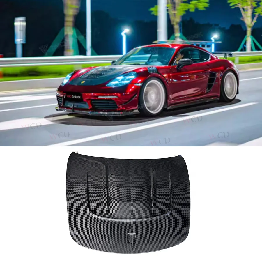 

High Quality Carbon Fiber Front Hood Bonnet for Porsche Cayman 718 981 2018+ Front Hood Performance Bodykit