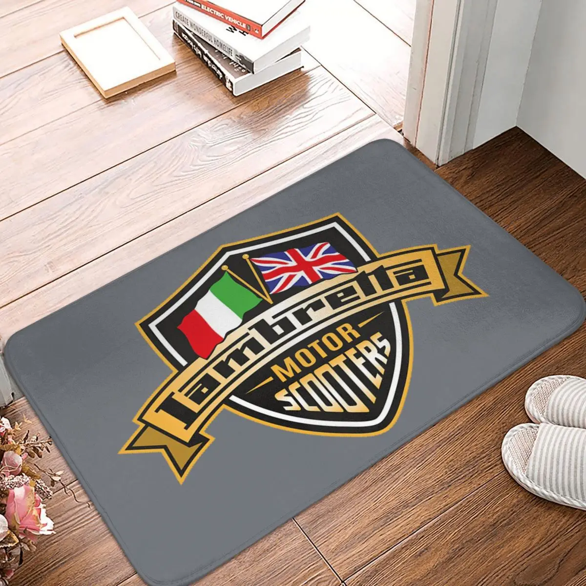 Lambretta Motor Scooters With Union Jack And Italian Flags Anti-slip Doormat Floor Mat Carpet Rug for Entrance Home Footpad Mats