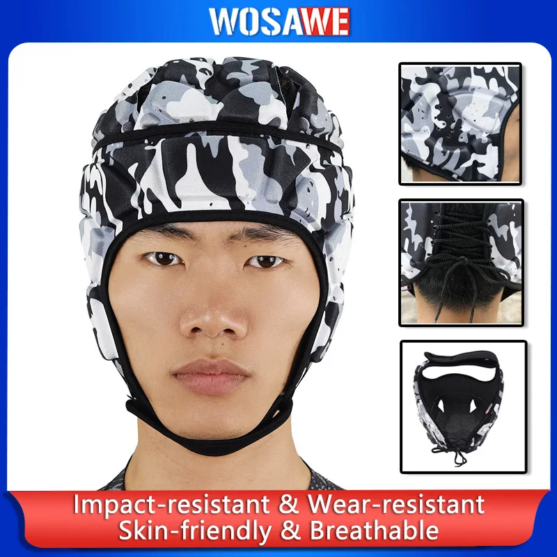 

WOSAWE Soccer Goalkeeper Helmet Adjustable Goalie Head Guard Padded Rugby Football Headgear for Men Women