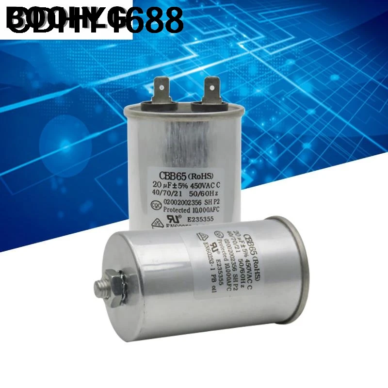 

CBB65 SH.S2 450V 20UF Washing Machine Start Capacitor Aluminum Case Single Insert Bottom with Screws