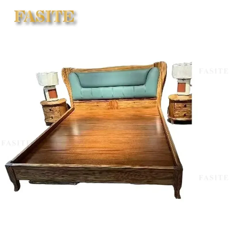 Luxury Ebony Leather Bed Frame with Hydraulic Storage Large Soft Upholstered Headboard Modern Bedroom Furniture High End