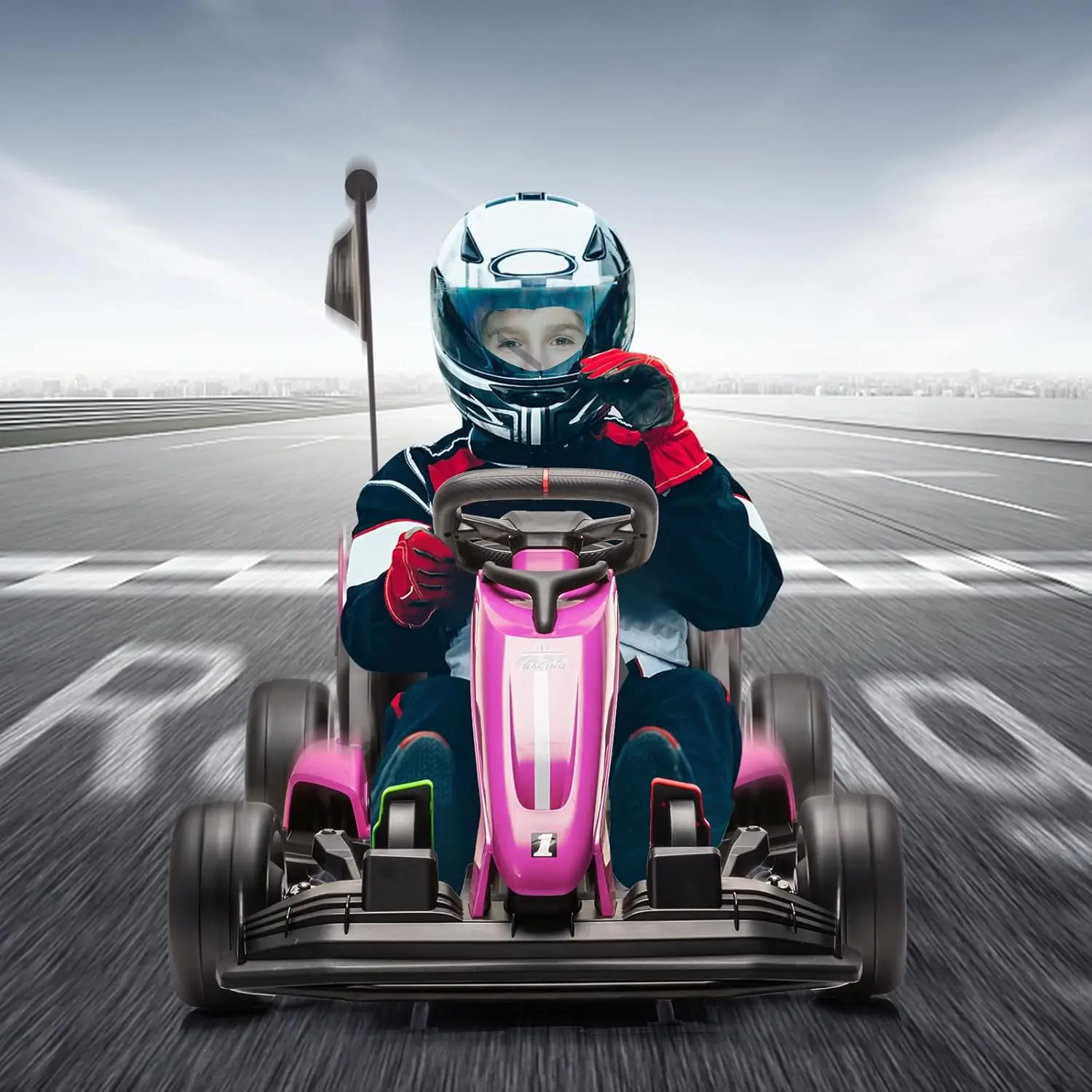 24V Electric Ride on Car Toy Drift Kart for Kids with Adjustable Seat & 8.5MPH Speed EVA Silent Wheels Parent-Safety Certified