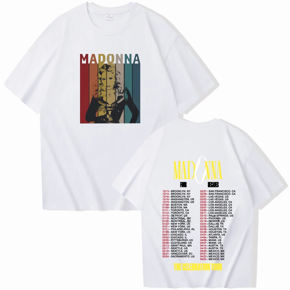 Madonna The Celebration Tour 2024 T-shirt Women O-neck Summer Casual Shirt Oversized T Shirt for Men Regular Printing