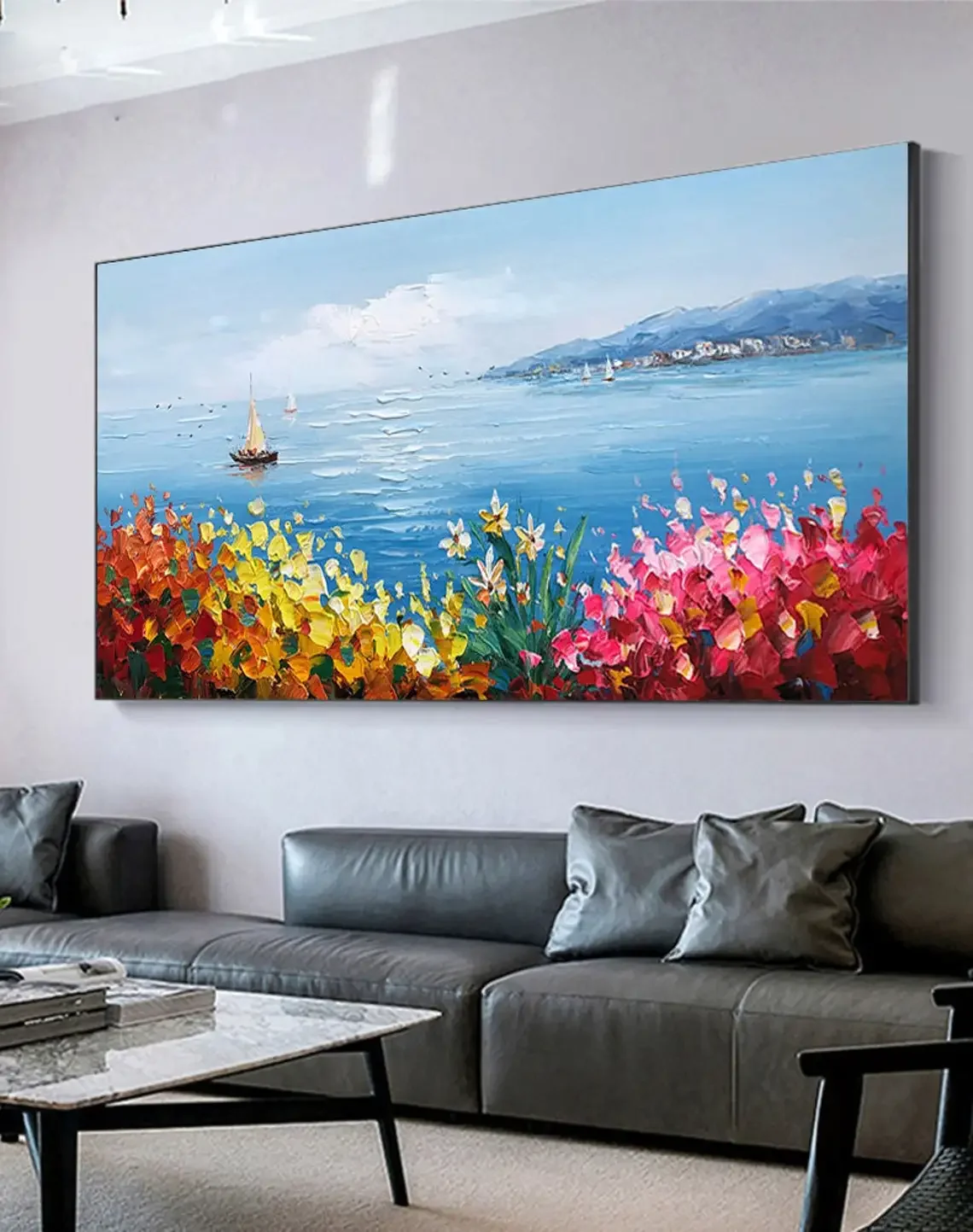 فن جداري تجريدي كلاسيكي اسكندنافي ، منظر طبيعي زهري ملون مرسومة يدويًا ، لوحة زيتية مطبوعة ، ديكور غرفة معيشة وغرف نوم منزلية