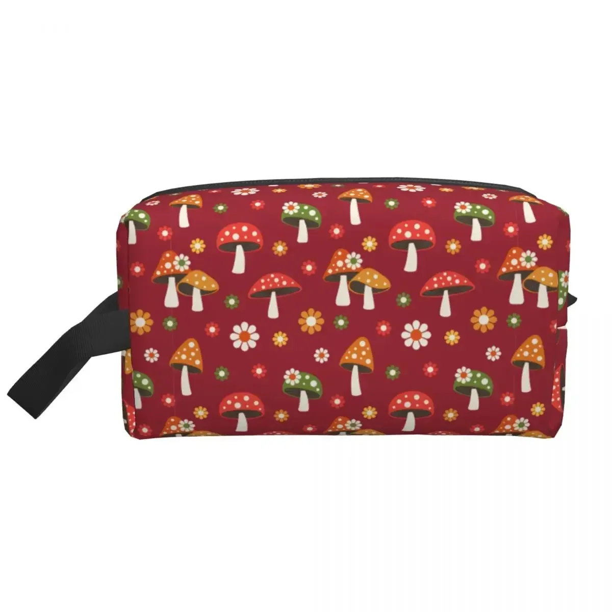 Custom Woodland Mushroom And Daisy Pattern Makeup Bag Women Travel Cosmetic Organizer Fashion Storage Toiletry Bags