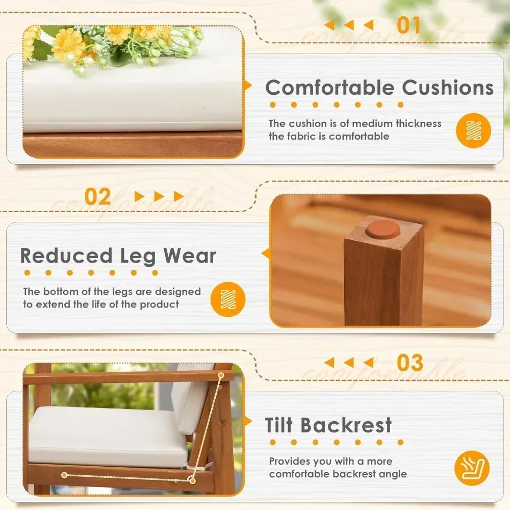 ชุดเฟอร์นิเจอร์ระเบียงบิสโทร XMSJ.4 ชิ้น ชุดเก้าอี้แชทกลางแจ้งพร้อมเบาะกันน้ำและโต๊ะกาแฟสำหรับสนามหญ้าหลังบ้านชายหาด