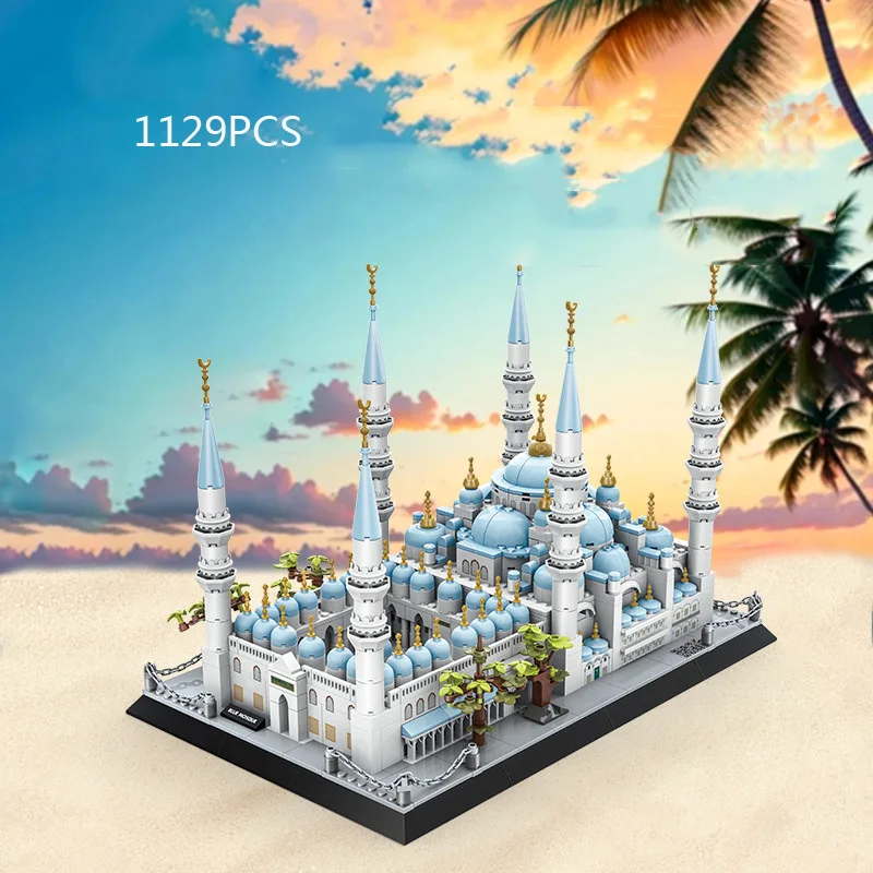 1129pcs Creative Turkey Istanbul Famous Architecture Blue Mosque Building Block Model Sets Bricks Toys Collection For Gifts