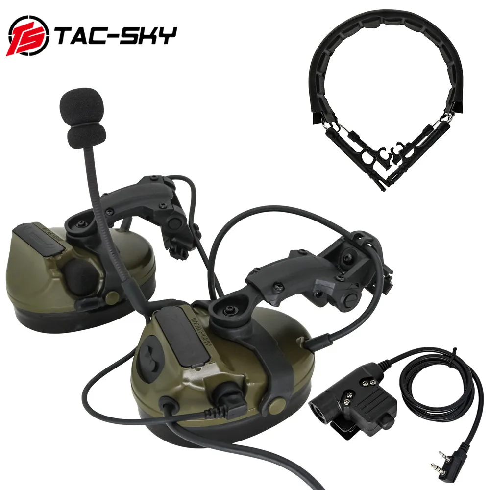 TAC-SKY New ARC Helmet Rail Adapter COMTAC III Tactical Headset with PTT Adapter u94 ptt & Tactical Headset Replacement Headband