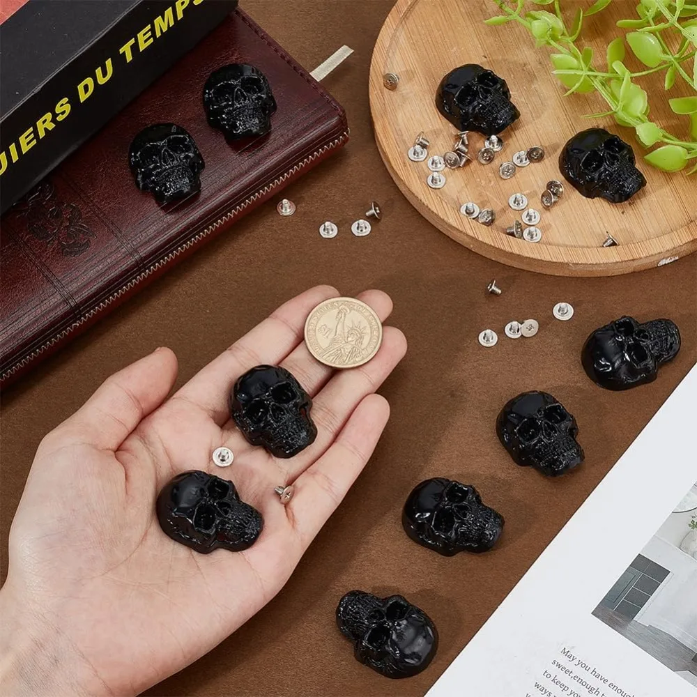 12 قطعة مسمار الجمجمة لتقوم بها بنفسك برشام Conchos الجلود الزخرفية مشبك المسمار الخلفي مشبك لتقوم بها بنفسك برشام Conchos للحرف اليدوية #3