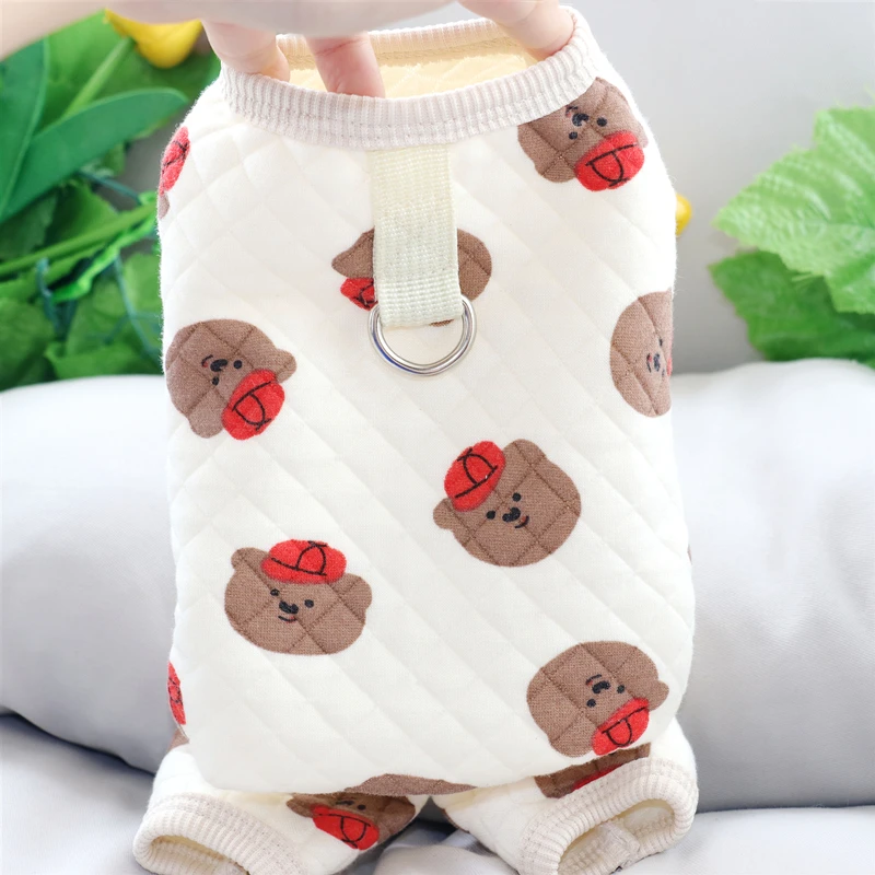 Cute Lion Pattern Dog Clothes Teddy Four legged Home Furnishings Autumn Warm Dog Clothes Cartoon Pullover Can Pull Clothes