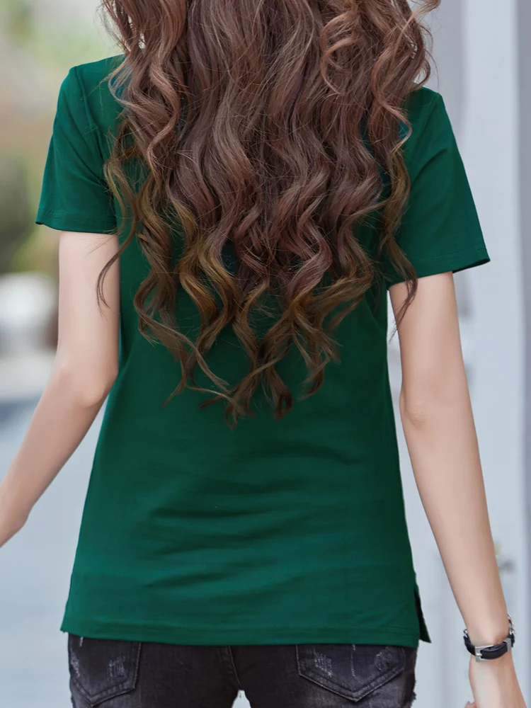 Korean Version Short-Sleeved T-Shirt for Women's Summer New High-End Fashion Light Luxury Pure Cotton Lapel Casual Oversized Top
