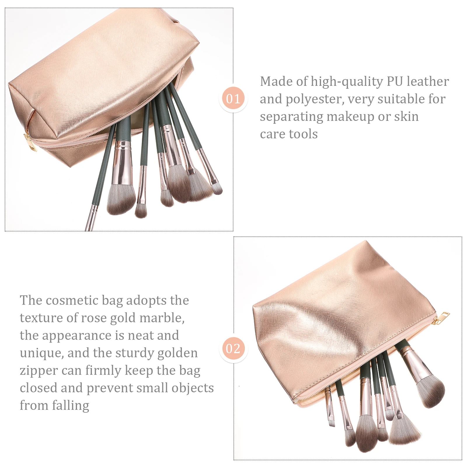 

2pcs Makeup Bags Lightweight Portable Travel Toiletry PU Waterproof Storage Pouches For Women