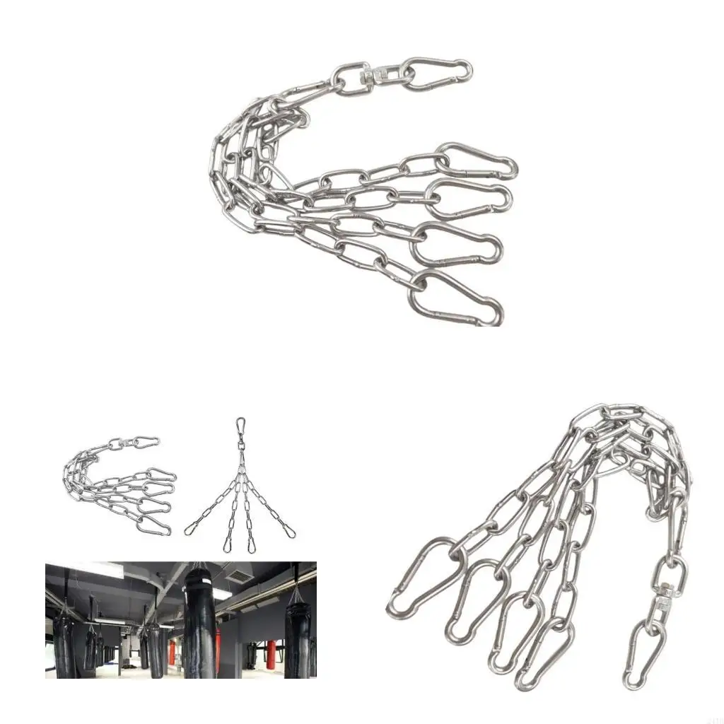 Punching Bag Hanger Connecting Hook Chain Stainless Steel Swivels Chain with Hook for Heavy Bag, Gym Swing, and Hammock 