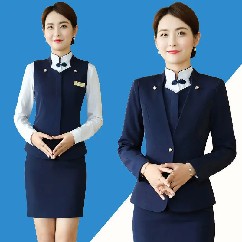 

Professional suit women's spring and autumn suit slim fit beauty salon hotel front desk