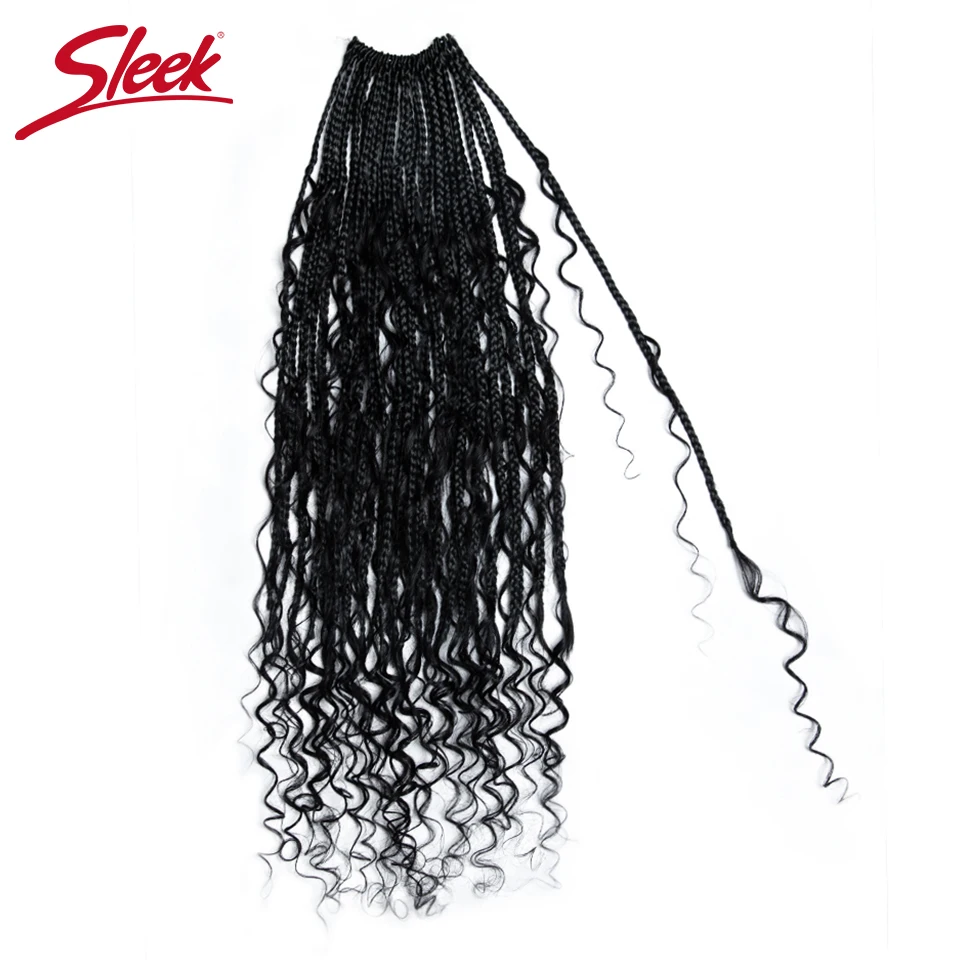 Sleek Knotless Crochet Boho Braid Locs With Human Hair Curls Curly Ends Pre Looped Crochet New Soft Locs Box Braids 30 Strands