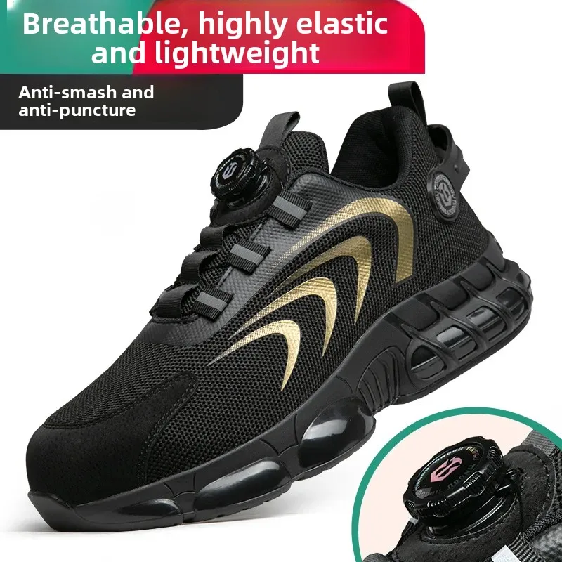 Summer Men Safety Shoes Soft Bottom Wear-Resistant Anti-Odor Comfortable Breathable Work Shoes Anti-Crush And Piercing