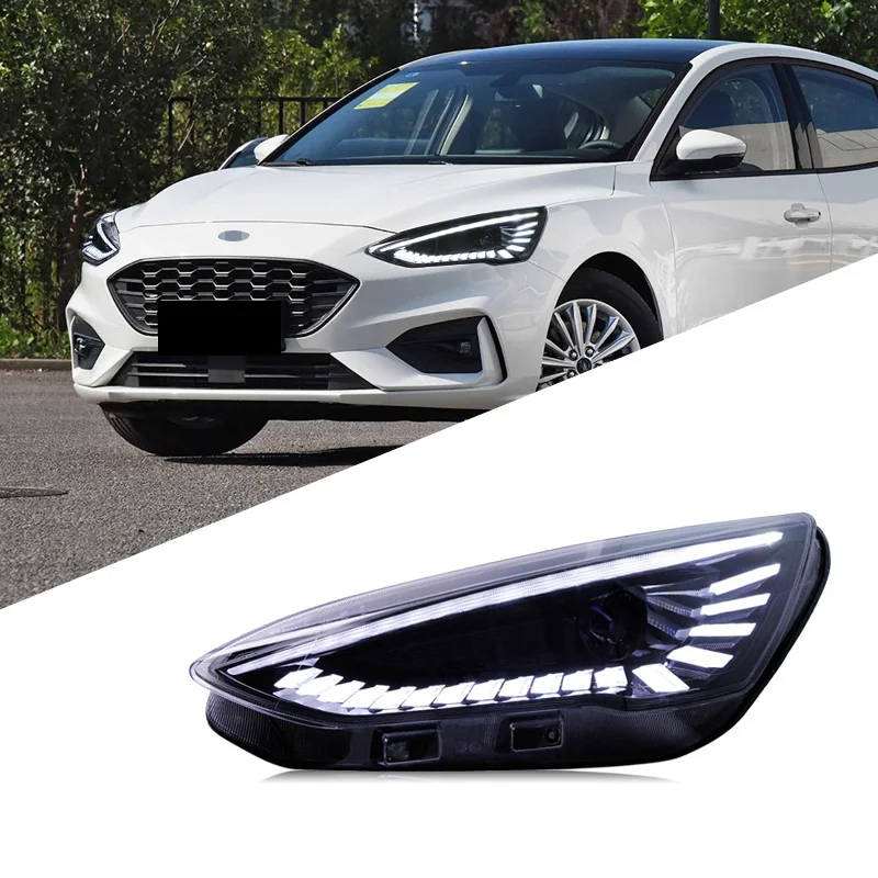 For Ford Focus 2019-2021 headlight assembly modified LED streamer turn signal daytime running light LED lens xenon headlight