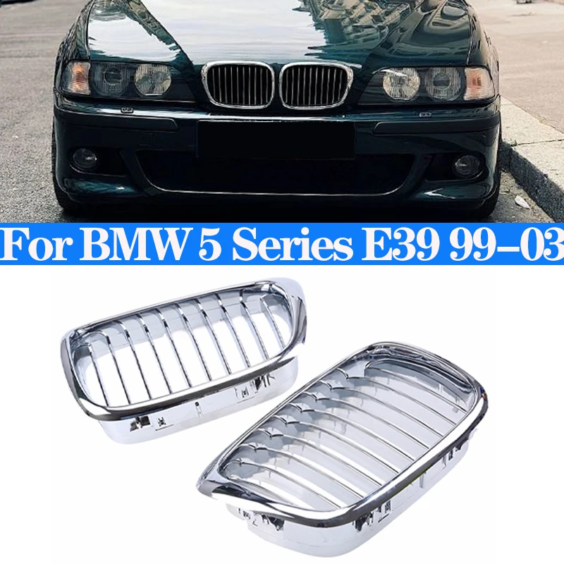 For BMW E39 5 Series 525 528 Chrome Grille Car Front Hood Grill Kidney Grilles Racing Grill 99-03 Auto Exterior Accessories