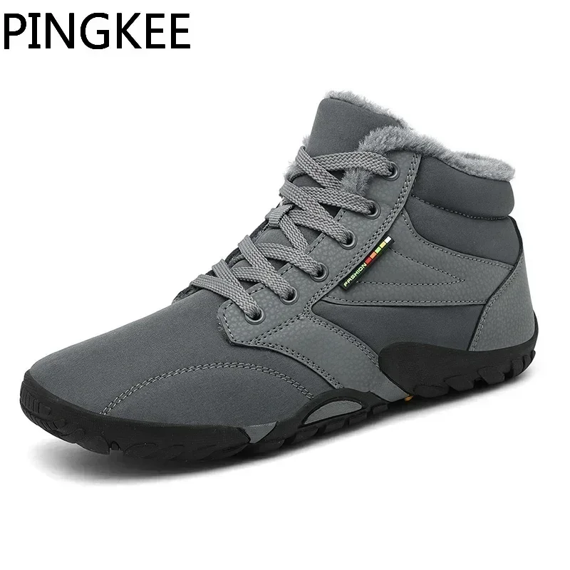 PINGKEE VENOCON Barefoot Wide ToeBox Shoes Men Women Leather Winter Snow Boots Women Minimalist Sneakers Shoes Wide Feet