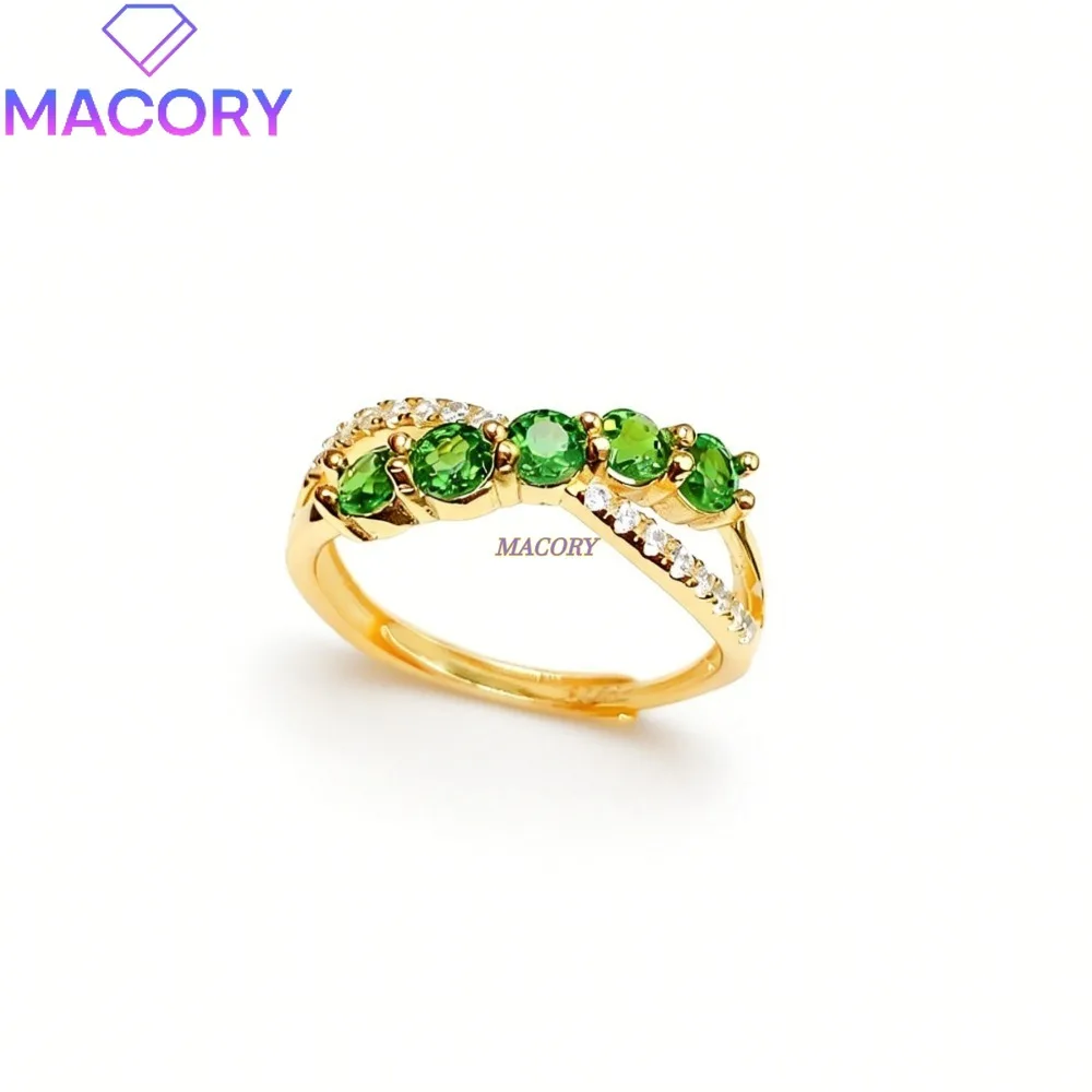Natural Diopside Ring S925 Sterling Silver Ring is a beautiful engagement and wedding ring suitable as an anniversary gift