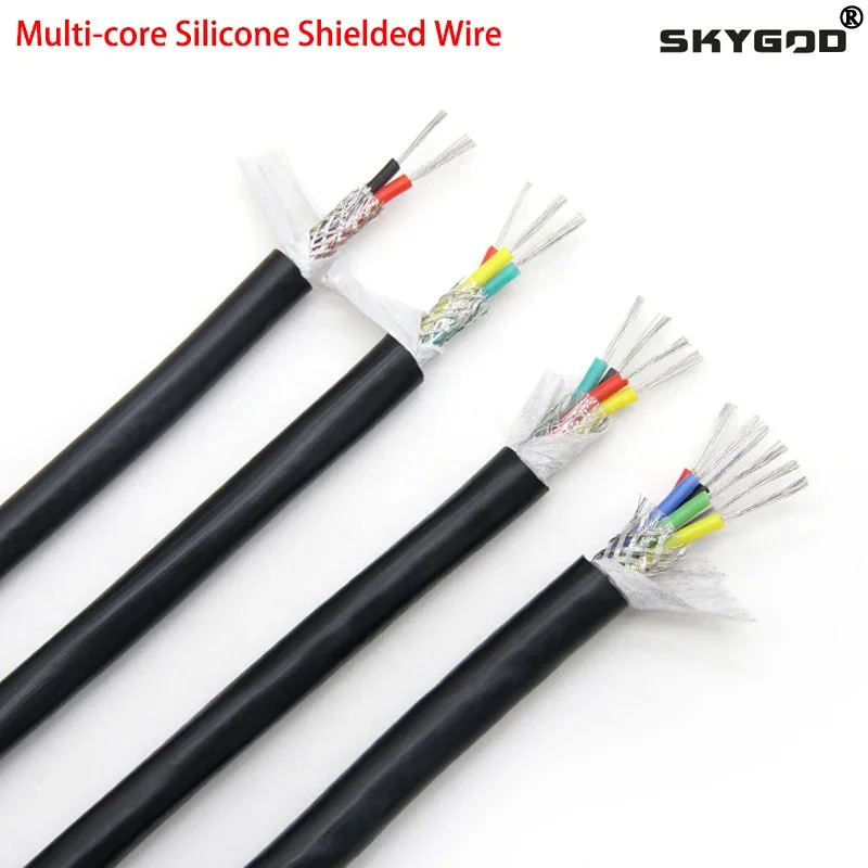 

1/5/10M 0.3 0.5 0.75 1 1.5 2 2.5mm Silicone Rubber Shielded Cable 2 3 4 6 Cores Insulated Flexible Copper High Temperature Wire