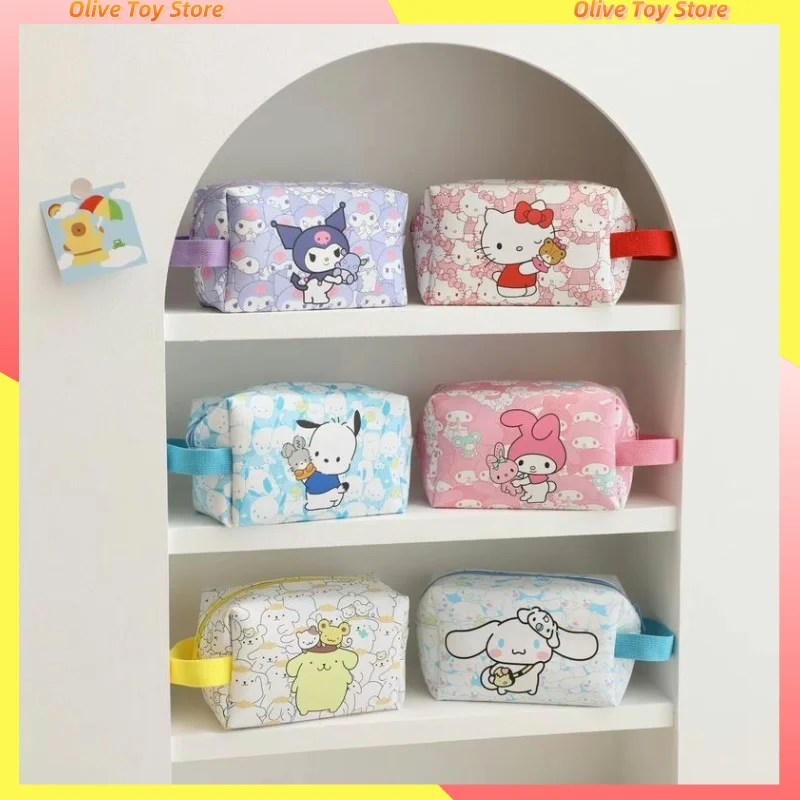 น่ารัก Kuromi Cinnamoroll กระเป๋าเก็บเครื่องสําอางขนาดใหญ่ความจุ Travel Toilet Organizer กระเป๋า Kawaii สาววันเกิดคริสต์มาส...